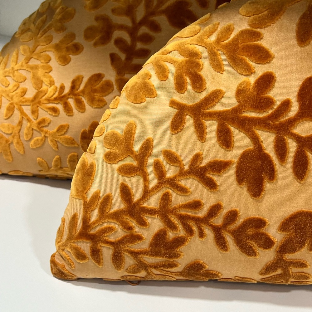 Velvet Burnout Retro Floral Half Round Pillows (Set Of 2) - Picture 2 of 12